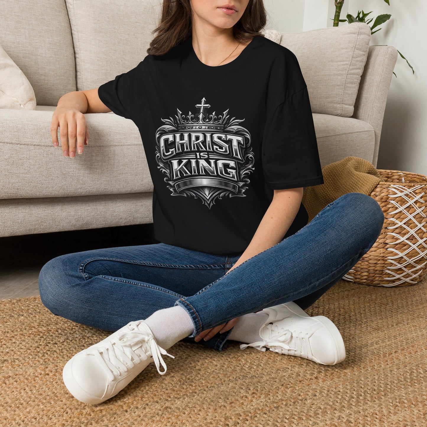 Christ Is King Graphic T‑Shirt — Faith Crown Christian Tee