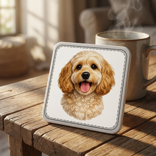 Cockapoo Coaster | Dog Lover Home Gift | Ceramic Coaster for Cockapoo Owners