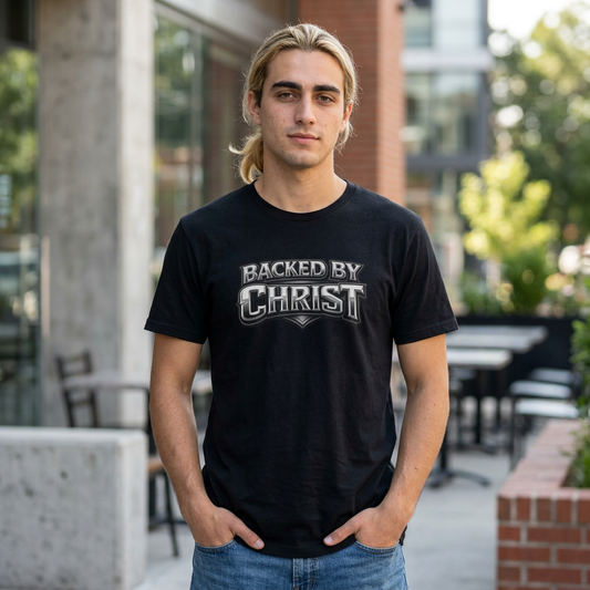 Backed By Christ T-Shirt — Christian Faith Graphic Tee