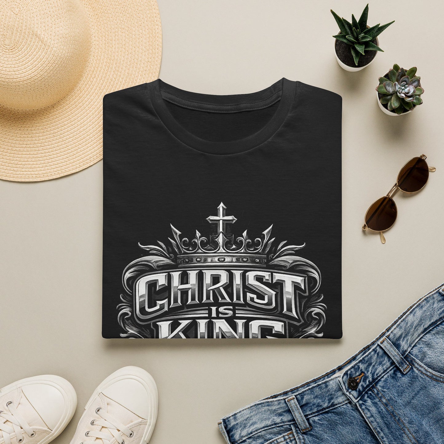 Christ Is King Graphic T‑Shirt — Faith Crown Christian Tee